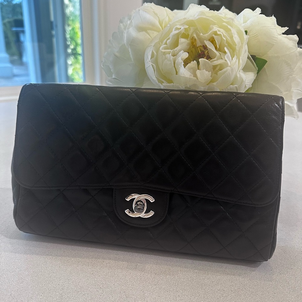 Chanel Black Quilted Leather Clutch